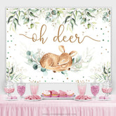 Lofaris Green Leaves Oh Deer Boho Safari Theme Baby Shower Backdrop